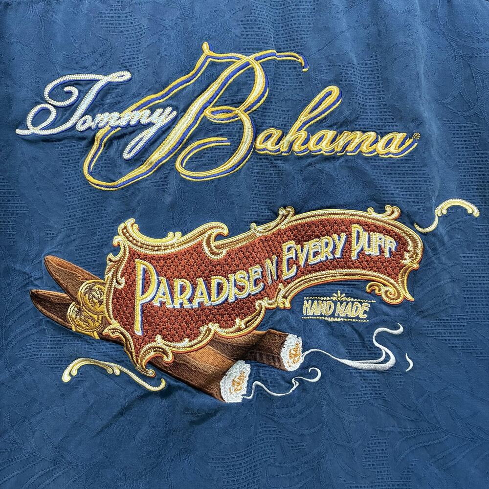 Tommy Bahama Shirt Mens 2XL Blue Silk Paradise In Every Puff Cigar Short Sleeve - Picture 3 of 11